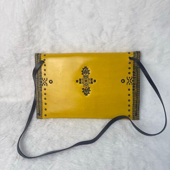 austerbags Handmade and hand-painted Sofia mustard - Picture 8 of 13